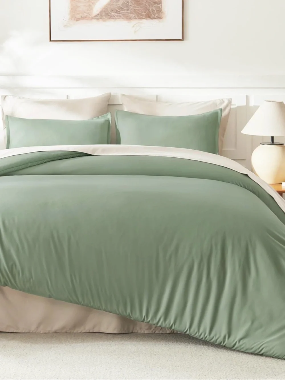 Sage green super king plus!! comforter set. New! With pillow cases
